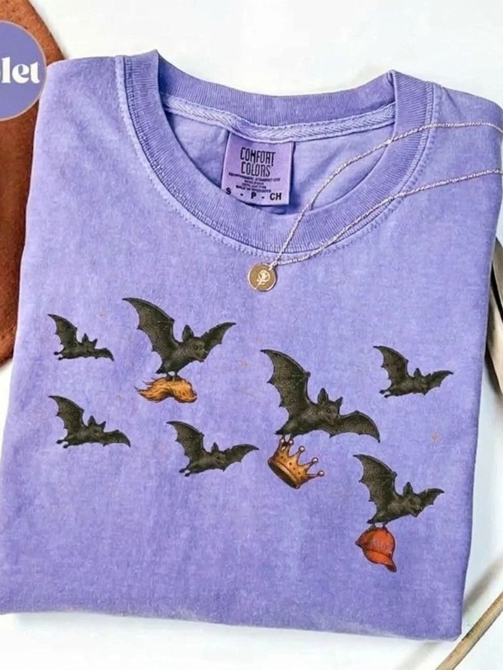 Flying Bats Halloween Graphic Comfort Colors T-Shirt Spooky